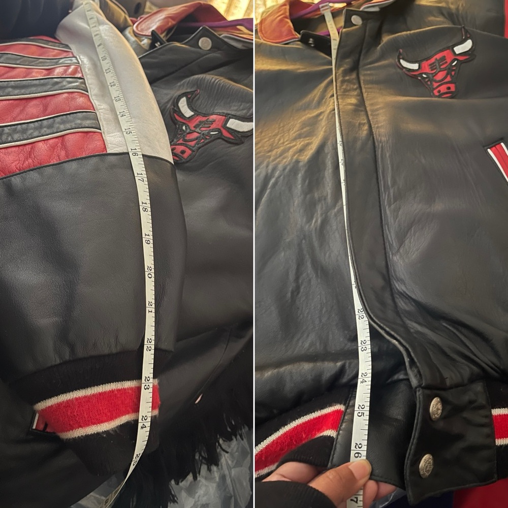 ❌SOLD❌ Vintage Chicago Bulls NBA Hamilton Reversible Leather Jacket 90s Bomber - Picture 10 of 12